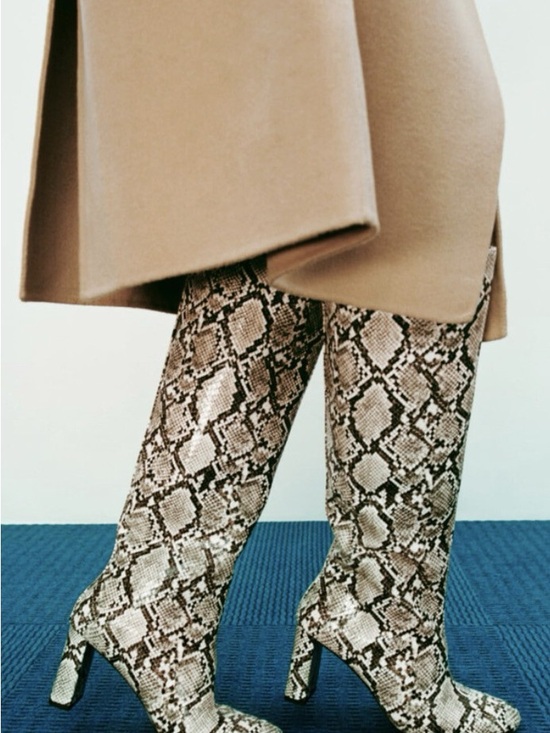 Zara Shoes - Zara Snake Print Knee-High Boots